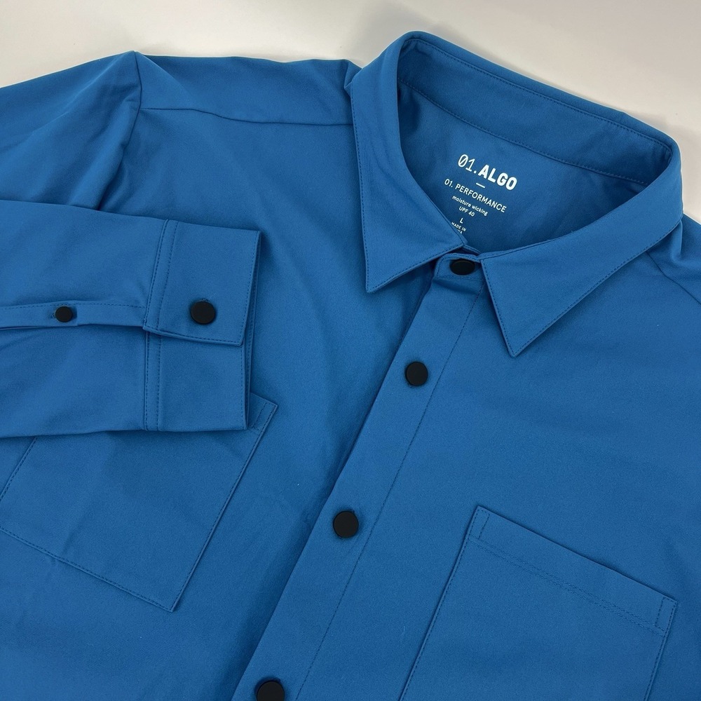 01.ALGO Button-Up Shirt Men's Size Large Performance Moisture Wicking UPF 40 NEW